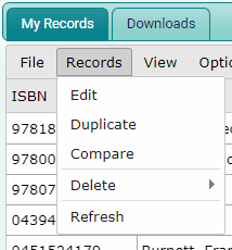 Records menu