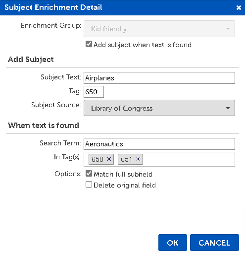 Subject Enrichment Details