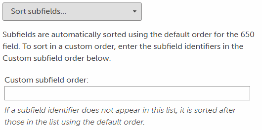 Sort subfields