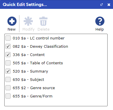 Quick Edit Settings