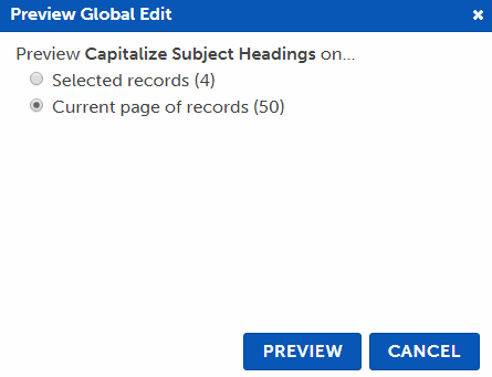 Preview options Global Edit